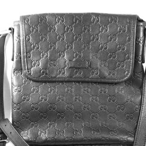 Gucci Black Guccissima Leather Messenger
